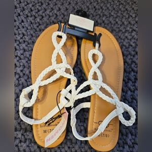 White Braided Sandals